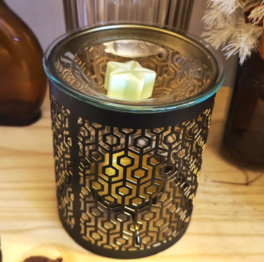 Diffuseur pour fondants parfumés en métal noir et doré